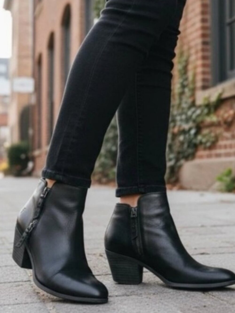 Frye Judith Ankle Boots Booties Block High Heeled Double Zip Up Black Size 7 - Picture 2 of 9